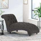 Chaise longue capitonnée de 163 cm – Point sellier, pieds en bois de bouleau, design incurvé