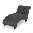Chaise longue capitonnée de 163 cm – Point sellier, pieds en bois de bouleau, design incurvé