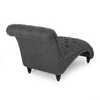 Chaise longue capitonnée de 163 cm – Point sellier, pieds en bois de bouleau, design incurvé