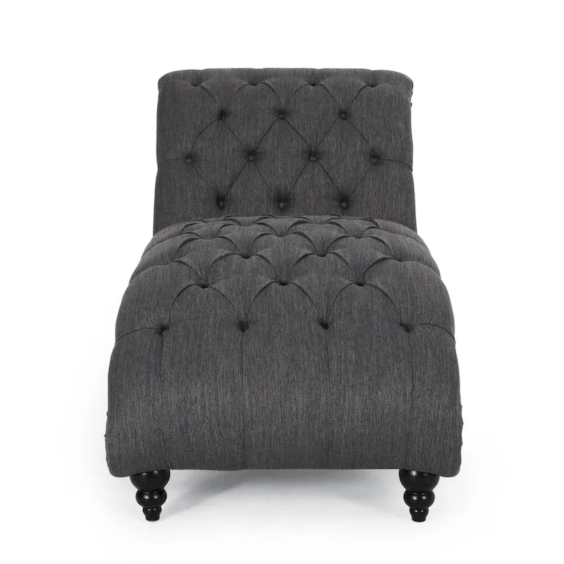 Chaise longue capitonnée de 163 cm – Point sellier, pieds en bois de bouleau, design incurvé