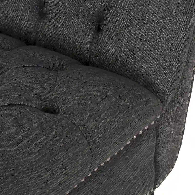 Chaise longue capitonnée de 163 cm – Point sellier, pieds en bois de bouleau, design incurvé