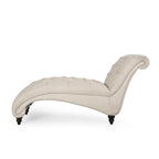 Chaise longue capitonnée de 163 cm – Point sellier, pieds en bois de bouleau, design incurvé
