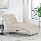 Chaise longue capitonnée de 163 cm – Point sellier, pieds en bois de bouleau, design incurvé