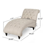 Chaise longue capitonnée de 163 cm – Point sellier, pieds en bois de bouleau, design incurvé