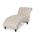 Chaise longue capitonnée de 163 cm – Point sellier, pieds en bois de bouleau, design incurvé