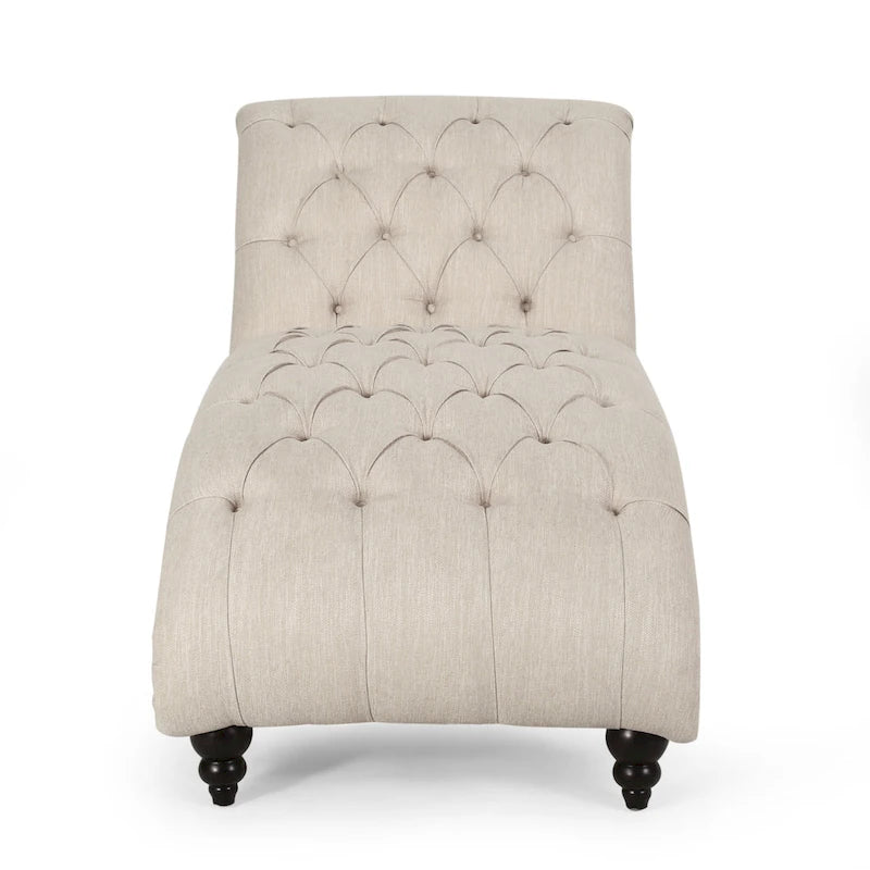 Chaise longue capitonnée de 163 cm – Point sellier, pieds en bois de bouleau, design incurvé