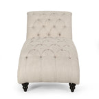 Chaise longue capitonnée de 163 cm – Point sellier, pieds en bois de bouleau, design incurvé