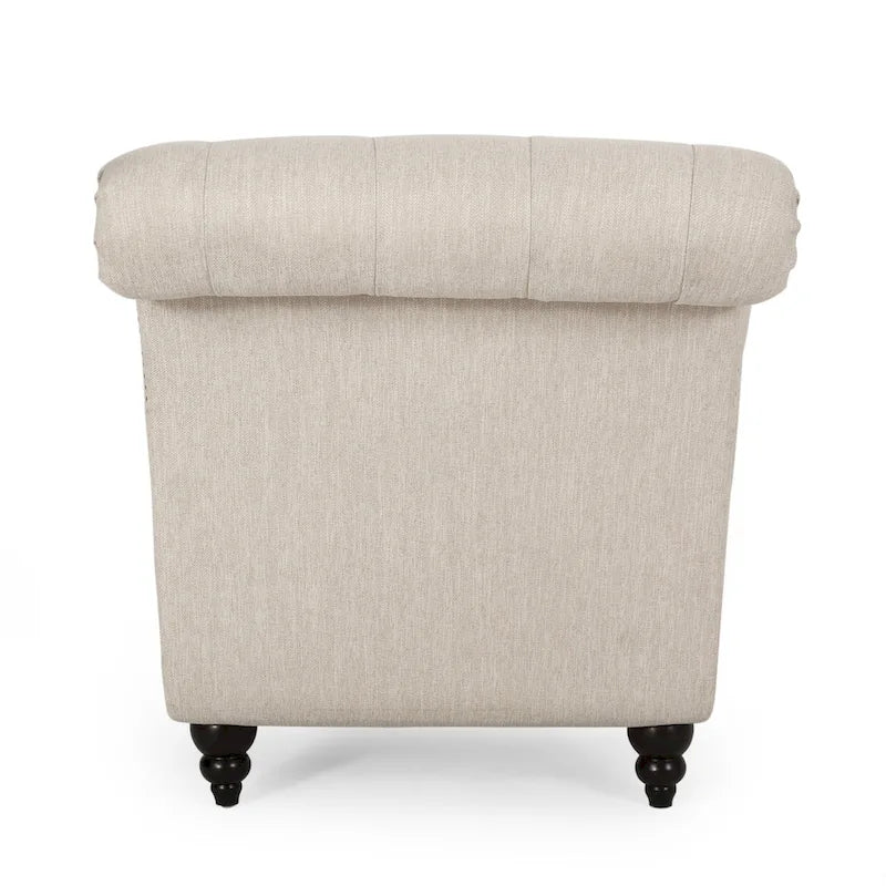 Chaise longue capitonnée de 163 cm – Point sellier, pieds en bois de bouleau, design incurvé