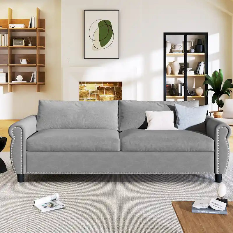 Canapé-lit gigogne 205 cm avec matelas en mousse – Style rétro