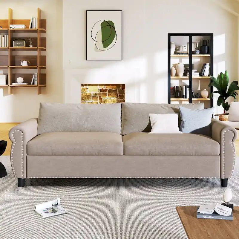 Canapé-lit gigogne 205 cm avec matelas en mousse – Style rétro