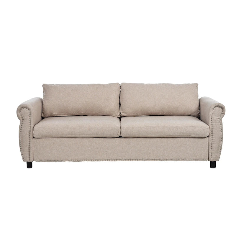 Canapé-lit gigogne 205 cm avec matelas en mousse – Style rétro