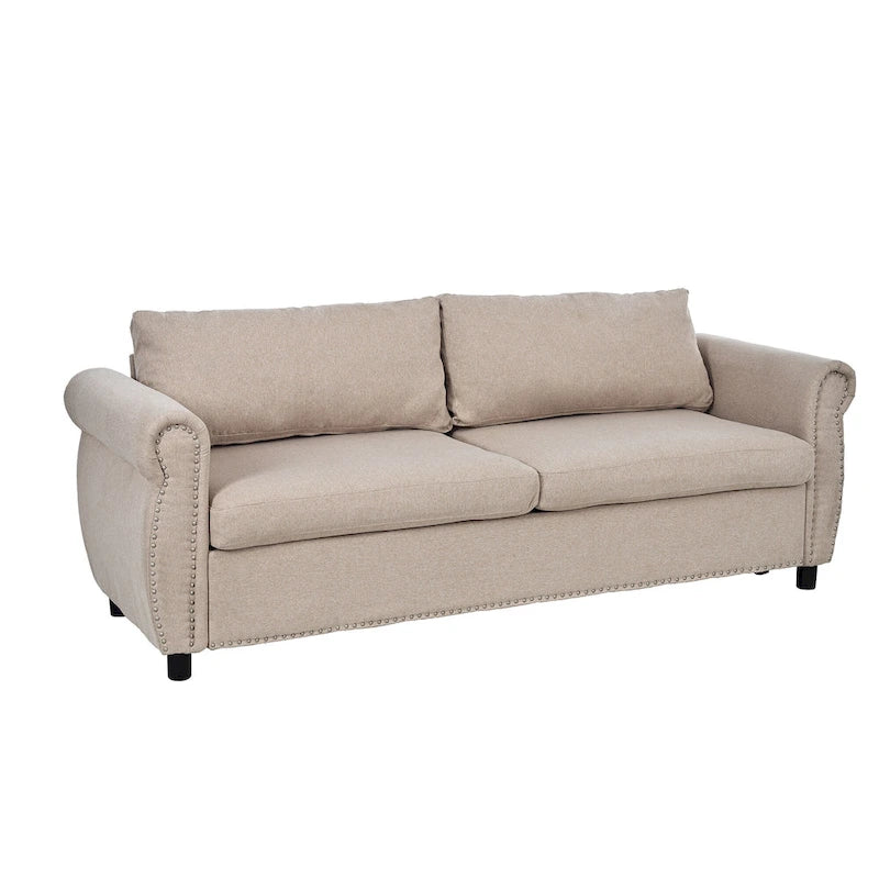 Canapé-lit gigogne 205 cm avec matelas en mousse – Style rétro