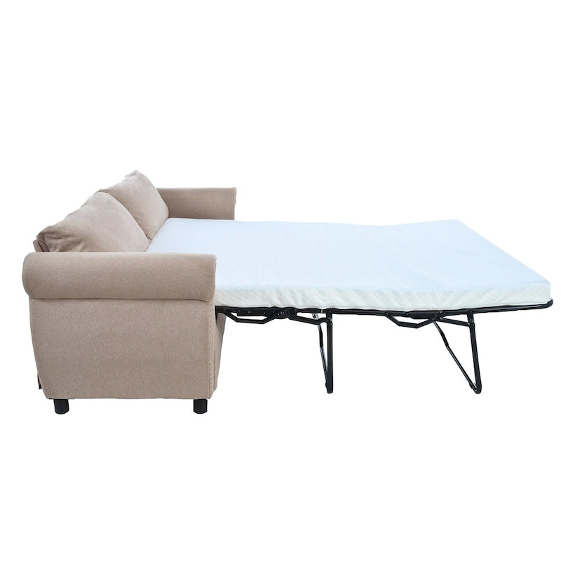 Canapé-lit gigogne 205 cm avec matelas en mousse – Style rétro