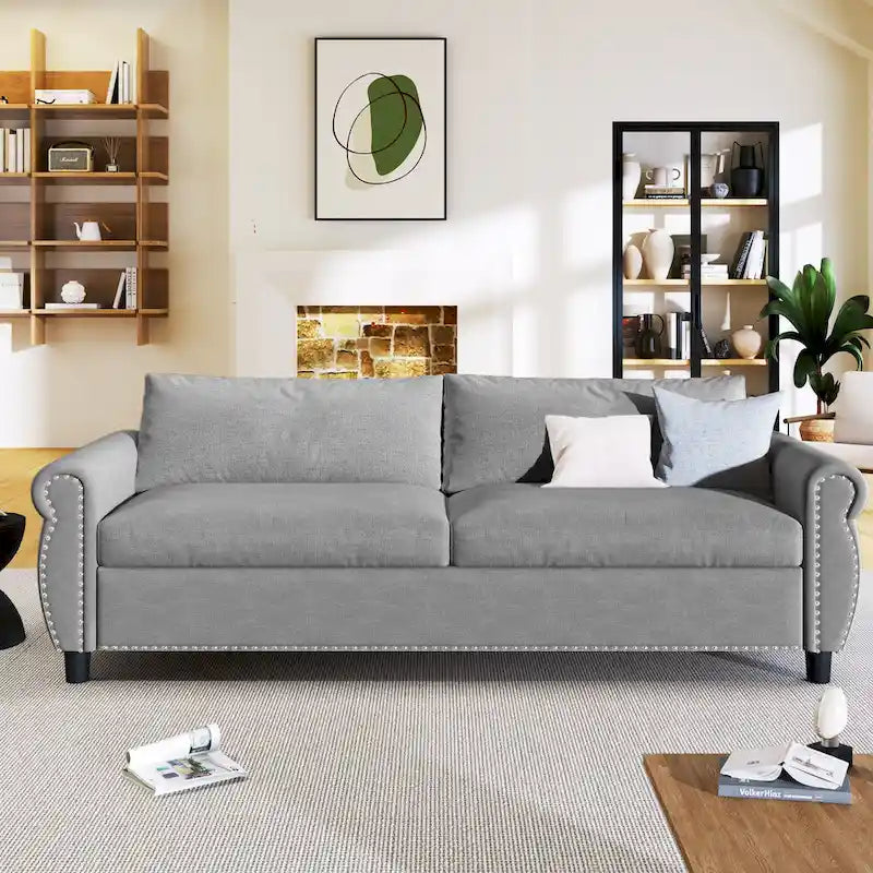 Canapé-lit gigogne 205 cm avec matelas en mousse – Style rétro