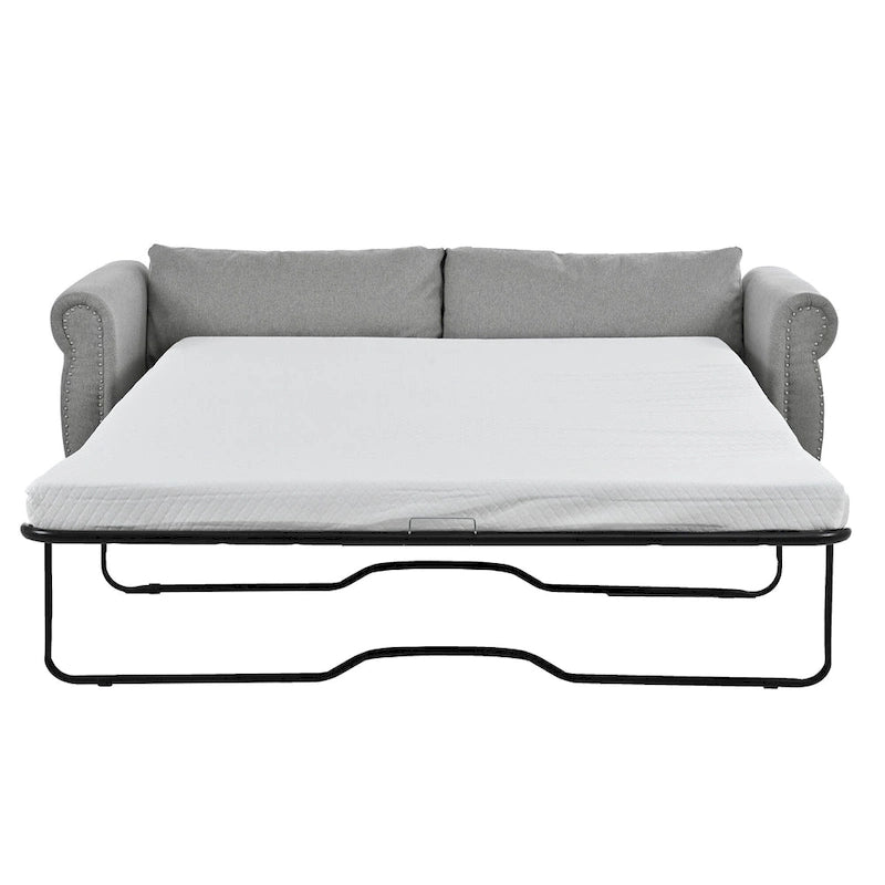 Canapé-lit gigogne 205 cm avec matelas en mousse – Style rétro