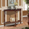 42 Table console demi-lune incurvée rétro avec plateau motif nuage et étagère ouverte, structure et pieds en bois massif