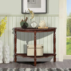 42 Table console demi-lune incurvée rétro avec plateau motif nuage et étagère ouverte, structure et pieds en bois massif