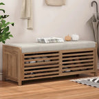 Meuble à chaussures pour entrée, banc de rangement à volets vieillis avec placage d'acacia pour un charme rétro pour salon, entrée