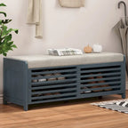 Meuble à chaussures pour entrée, banc de rangement à volets vieillis avec placage d'acacia pour un charme rétro pour salon, entrée