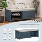 Meuble à chaussures pour entrée, banc de rangement à volets vieillis avec placage d'acacia pour un charme rétro pour salon, entrée