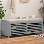 Meuble à chaussures pour entrée, banc de rangement à volets vieillis avec placage d'acacia pour un charme rétro pour salon, entrée