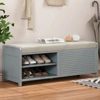 Meuble à chaussures pour entrée, banc de rangement à volets vieillis avec placage d'acacia pour un charme rétro pour salon, entrée