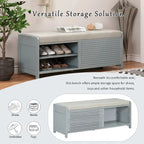 Meuble à chaussures pour entrée, banc de rangement à volets vieillis avec placage d'acacia pour un charme rétro pour salon, entrée