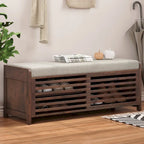Meuble à chaussures pour entrée, banc de rangement à volets vieillis avec placage d'acacia pour un charme rétro pour salon, entrée