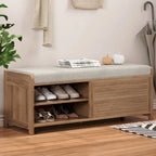 Meuble à chaussures pour entrée, banc de rangement à volets vieillis avec placage d'acacia pour un charme rétro pour salon, entrée