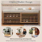 Meuble à chaussures pour entrée, banc de rangement à volets vieillis avec placage d'acacia pour un charme rétro pour salon, entrée