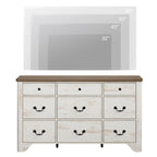 Meuble TV de commode blanc de style champêtre de 136 cm avec bord incurvé et large commode à tiroirs