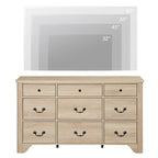 Meuble TV de commode blanc de style champêtre de 136 cm avec bord incurvé et large commode à tiroirs
