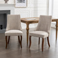 Lot de 2 chaises de salle à manger sans accoudoirs avec dossier haut, chaises d'appoint de cuisine rembourrées avec pieds incurvés en bois massif