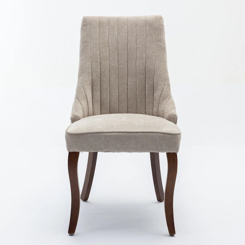 Lot de 2 chaises de salle à manger sans accoudoirs avec dossier haut, chaises d'appoint de cuisine rembourrées avec pieds incurvés en bois massif
