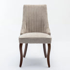 Lot de 2 chaises de salle à manger sans accoudoirs avec dossier haut, chaises d'appoint de cuisine rembourrées avec pieds incurvés en bois massif