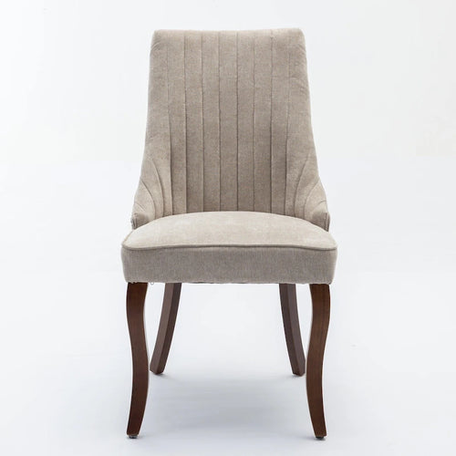 Lot de 2 chaises de salle à manger sans accoudoirs avec dossier haut, chaises d'appoint de cuisine rembourrées avec pieds incurvés en bois massif