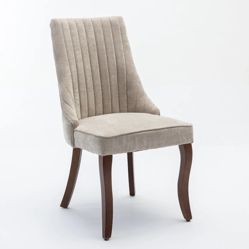 Lot de 2 chaises de salle à manger sans accoudoirs avec dossier haut, chaises d'appoint de cuisine rembourrées avec pieds incurvés en bois massif