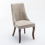 Lot de 2 chaises de salle à manger sans accoudoirs avec dossier haut, chaises d'appoint de cuisine rembourrées avec pieds incurvés en bois massif