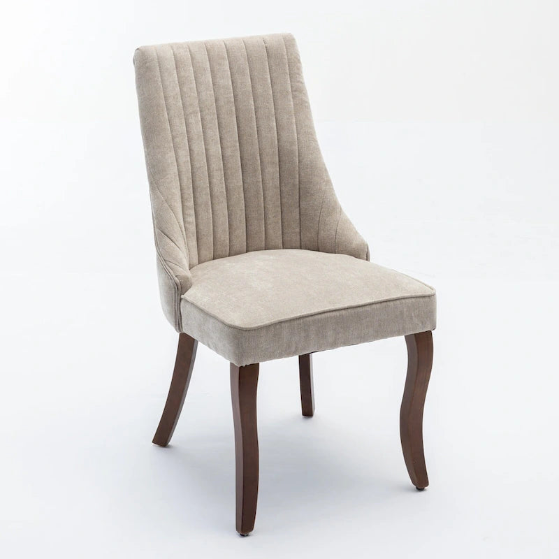 Lot de 2 chaises de salle à manger sans accoudoirs avec dossier haut, chaises d'appoint de cuisine rembourrées avec pieds incurvés en bois massif