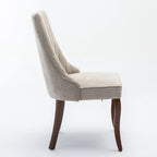 Lot de 2 chaises de salle à manger sans accoudoirs avec dossier haut, chaises d'appoint de cuisine rembourrées avec pieds incurvés en bois massif