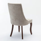 Lot de 2 chaises de salle à manger sans accoudoirs avec dossier haut, chaises d'appoint de cuisine rembourrées avec pieds incurvés en bois massif