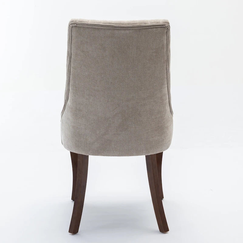Lot de 2 chaises de salle à manger sans accoudoirs avec dossier haut, chaises d'appoint de cuisine rembourrées avec pieds incurvés en bois massif