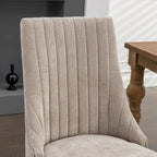 Lot de 2 chaises de salle à manger sans accoudoirs avec dossier haut, chaises d'appoint de cuisine rembourrées avec pieds incurvés en bois massif