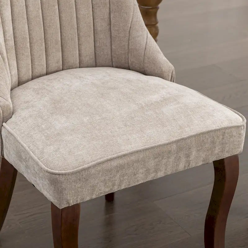 Lot de 2 chaises de salle à manger sans accoudoirs avec dossier haut, chaises d'appoint de cuisine rembourrées avec pieds incurvés en bois massif
