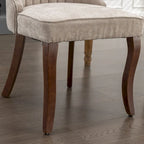 Lot de 2 chaises de salle à manger sans accoudoirs avec dossier haut, chaises d'appoint de cuisine rembourrées avec pieds incurvés en bois massif