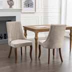 Lot de 2 chaises de salle à manger sans accoudoirs avec dossier haut, chaises d'appoint de cuisine rembourrées avec pieds incurvés en bois massif