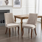 Lot de 2 chaises de salle à manger sans accoudoirs avec dossier haut, chaises d'appoint de cuisine rembourrées avec pieds incurvés en bois massif