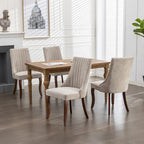 Lot de 2 chaises de salle à manger sans accoudoirs avec dossier haut, chaises d'appoint de cuisine rembourrées avec pieds incurvés en bois massif