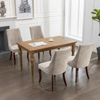 Lot de 2 chaises de salle à manger sans accoudoirs avec dossier haut, chaises d'appoint de cuisine rembourrées avec pieds incurvés en bois massif