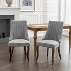 Lot de 2 chaises de salle à manger sans accoudoirs avec dossier haut, chaises d'appoint de cuisine rembourrées avec pieds incurvés en bois massif